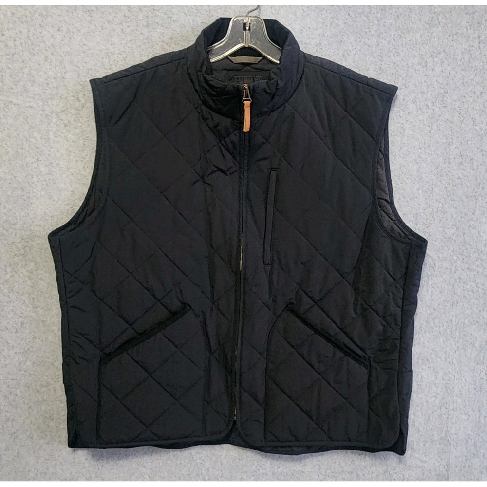 J. CREW Sussex Diamond Quilted Puffer Vest Full Zip Black Men's Size XXL